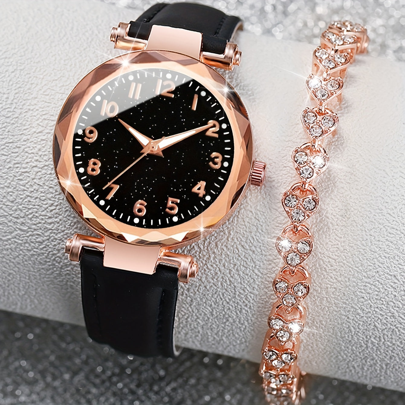 Lässiges Eleganz-Set – Quarzuhr mit PU-Lederarmband