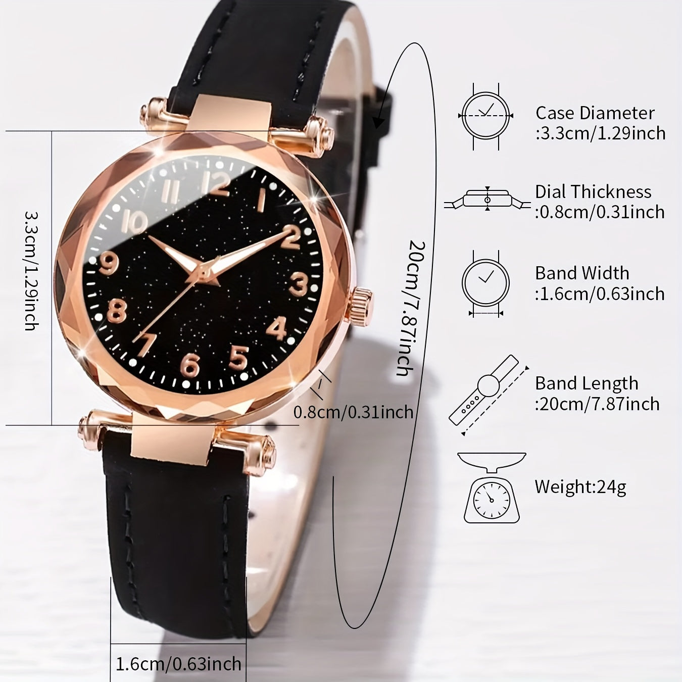 Lässiges Eleganz-Set – Quarzuhr mit PU-Lederarmband
