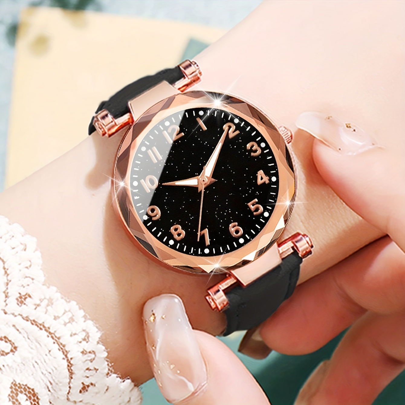 Lässiges Eleganz-Set – Quarzuhr mit PU-Lederarmband