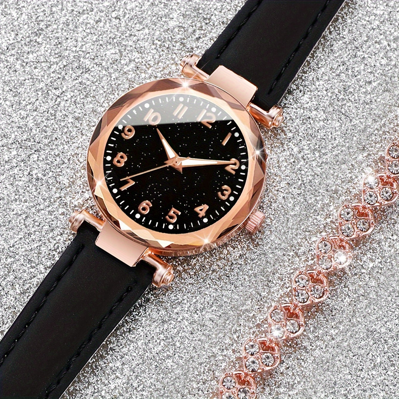 Lässiges Eleganz-Set – Quarzuhr mit PU-Lederarmband