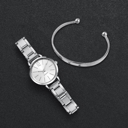 Edelstahl-Quarzuhr + Armband 